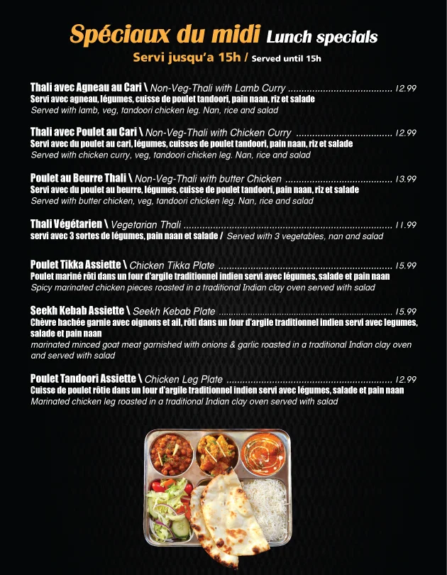 Menu, Restaurant Singh's