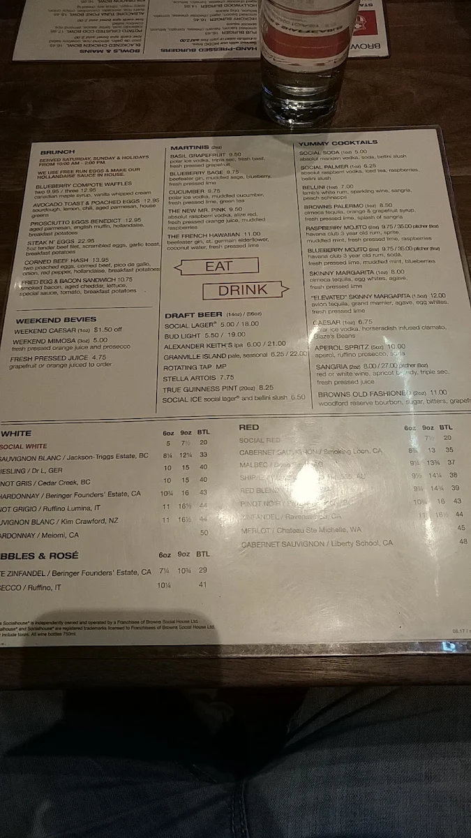 Menu, Browns Socialhouse Ridgecrest