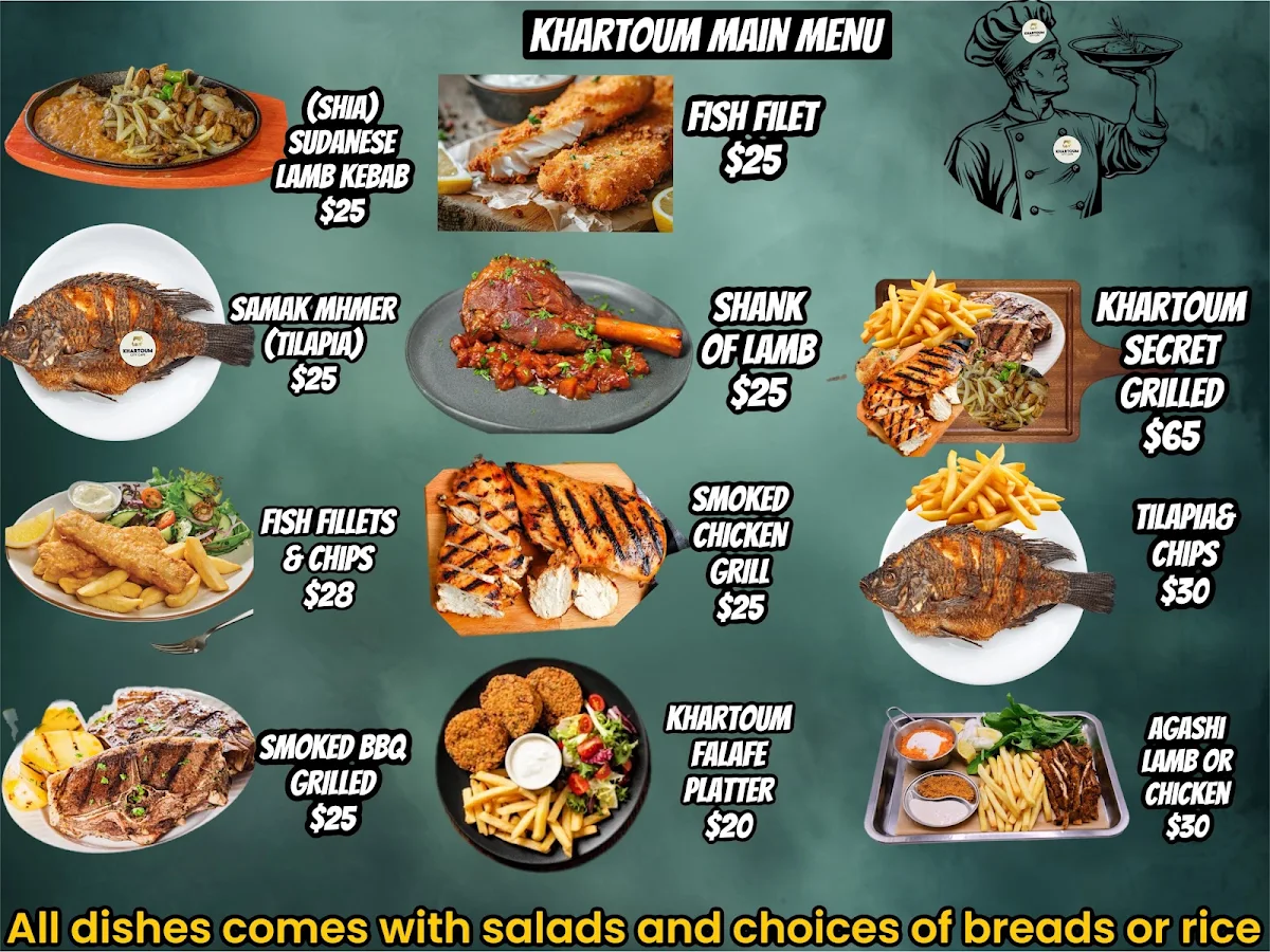 Menu, Khartoum City Cafe