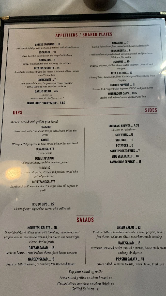 Menu, Greek Tycoon Restaurant