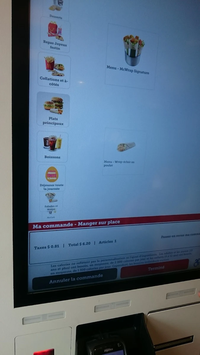 Menu, McDonald's