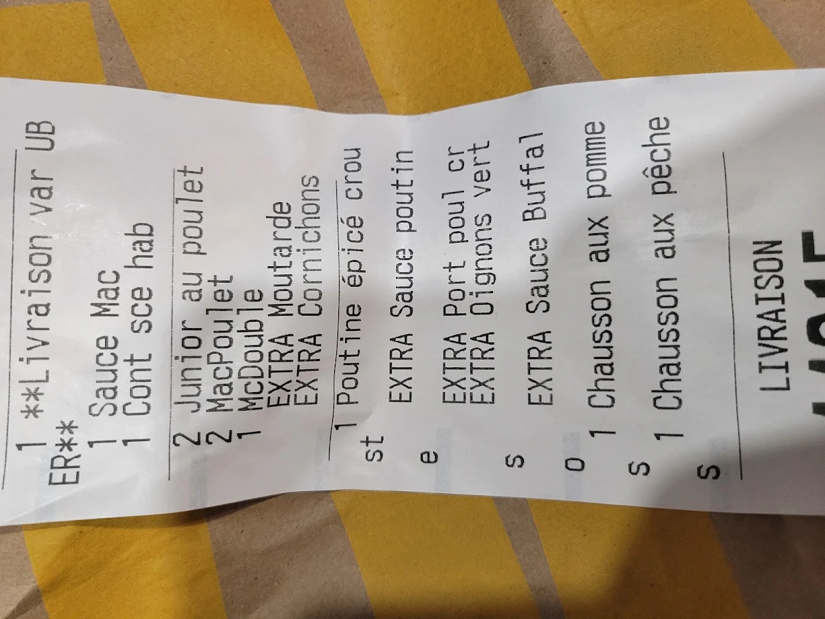 Menu, McDonald's