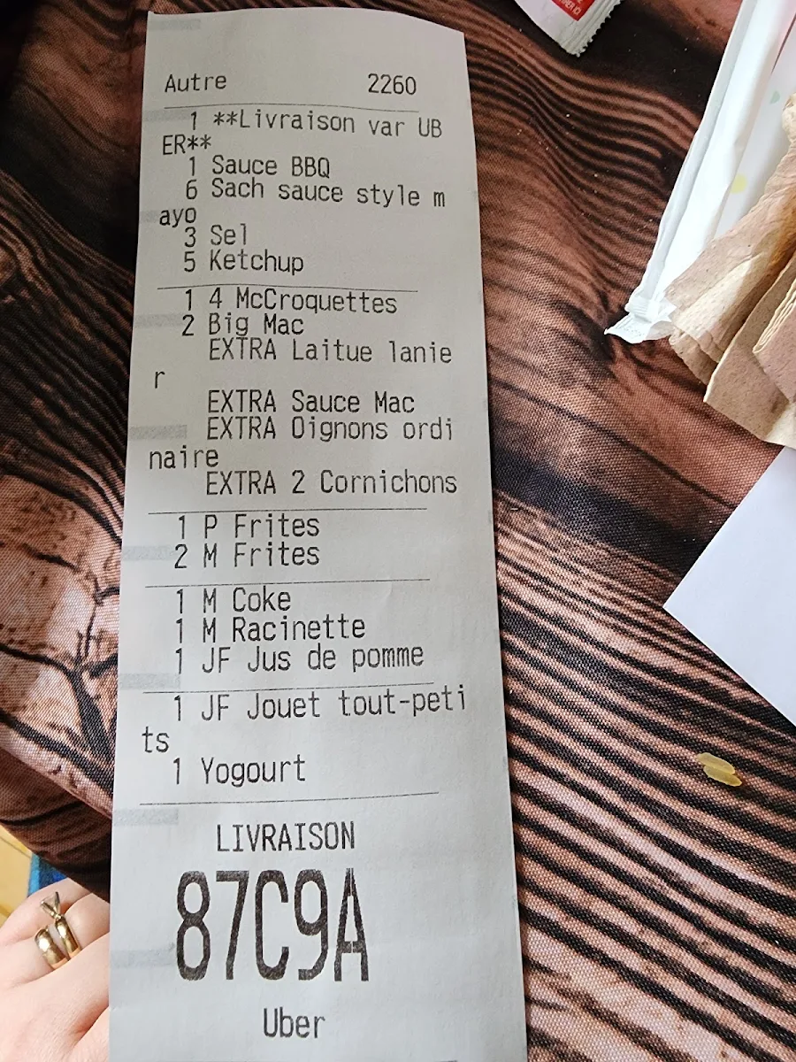 Menu, McDonald's