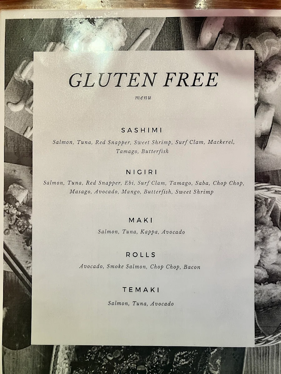 Menu, Sushi Toshi