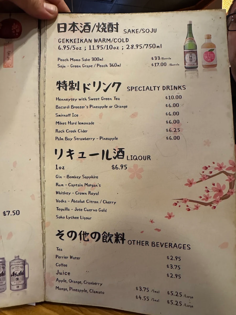 Menu, Sushi Toshi