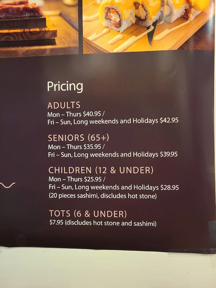 Menu, Sushi Toshi