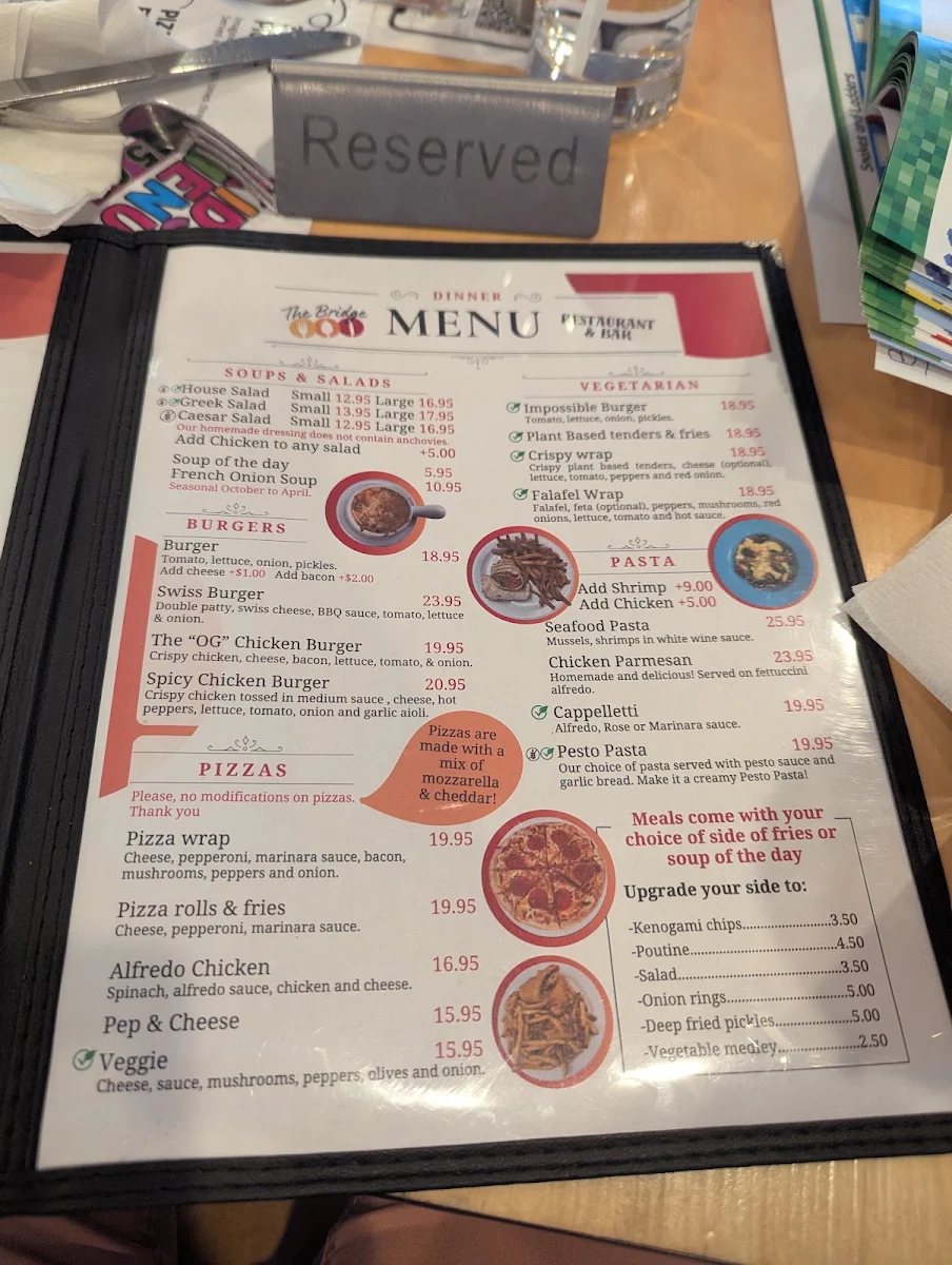 Menu, The Bridge Restaurant & Bar