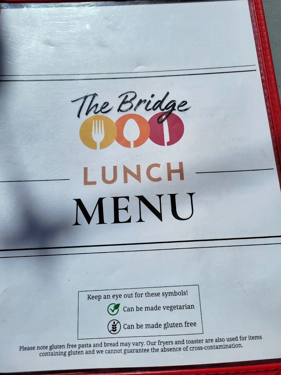 Menu, The Bridge Restaurant & Bar