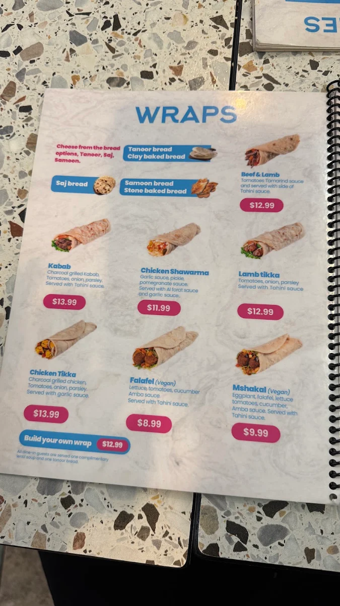 Menu, Alforat Iraqi Street Food (Toronto)