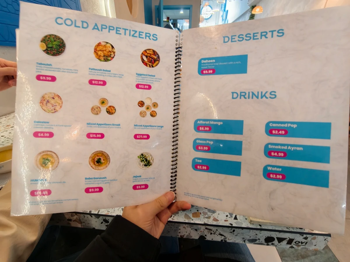 Menu, Alforat Iraqi Street Food (Toronto)