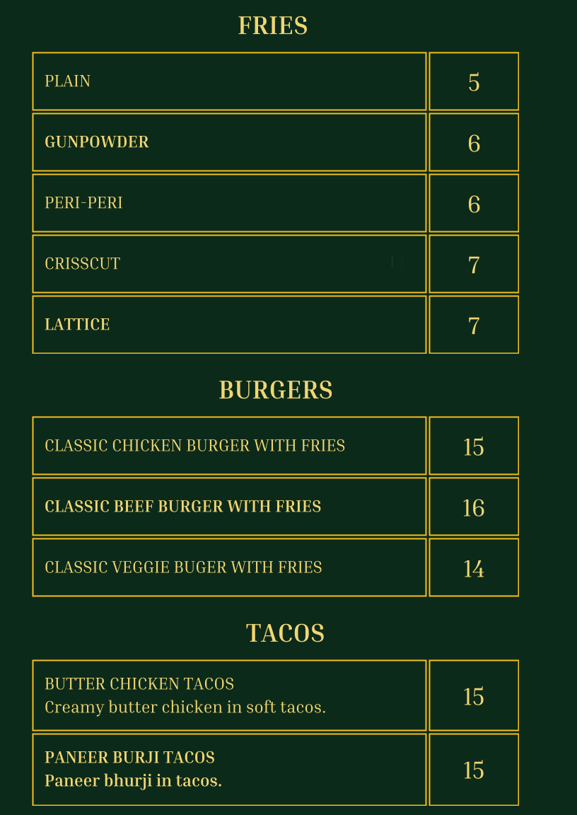 Menu, Rasa Palladium (Indian & Western) Bar & Restaurant