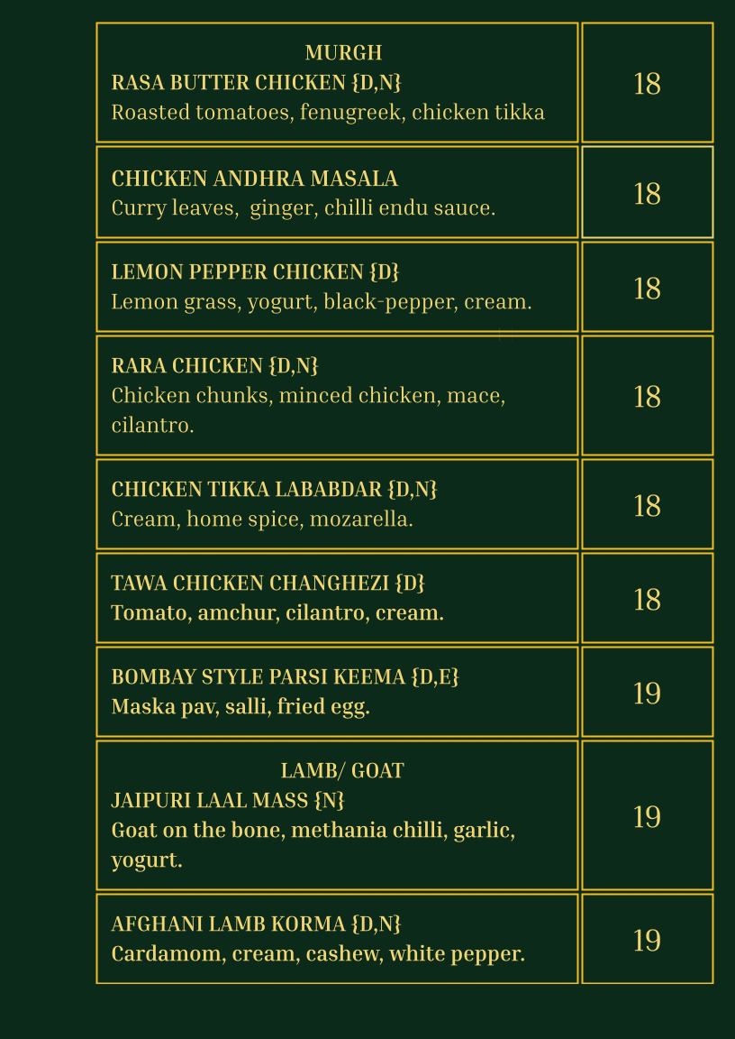 Menu, Rasa Palladium (Indian & Western) Bar & Restaurant