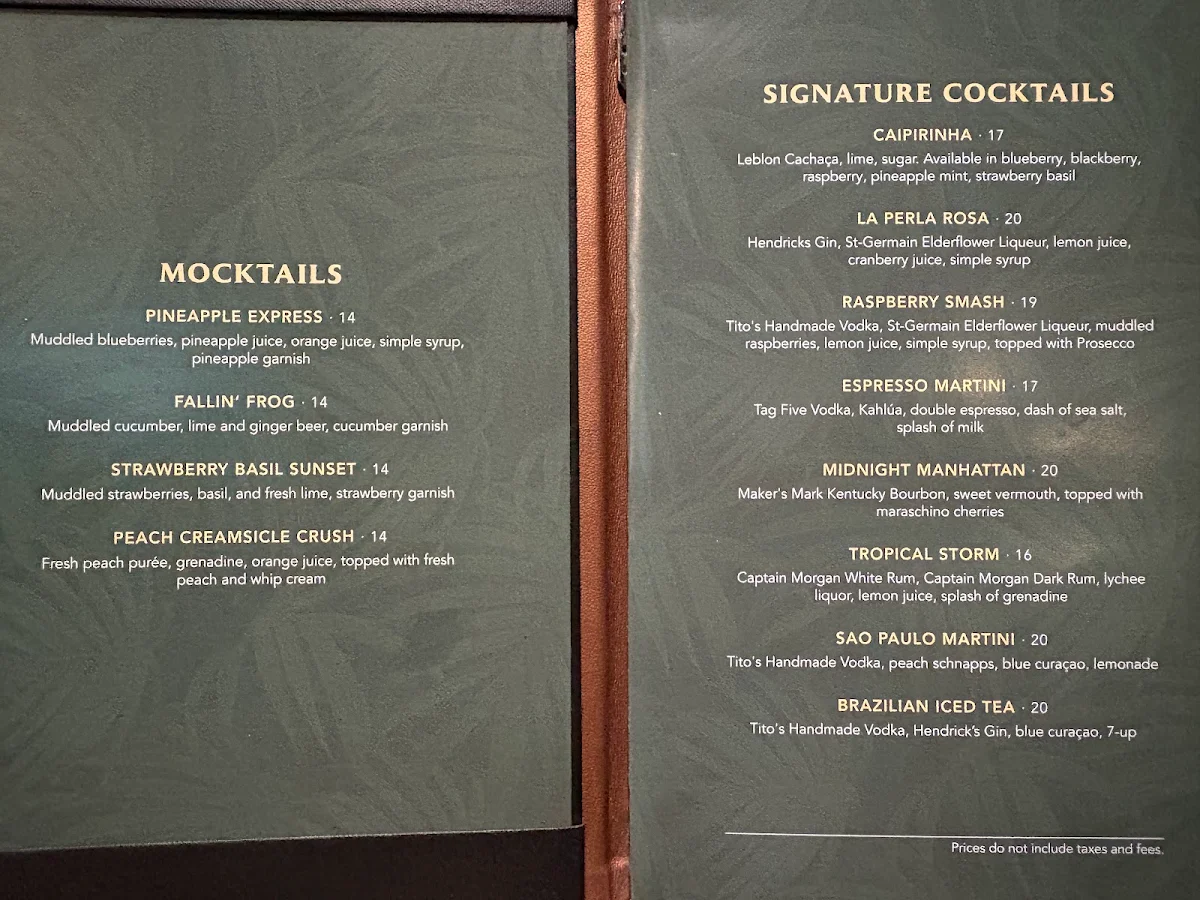 Menu, Brasa Brazilian Steakhouse