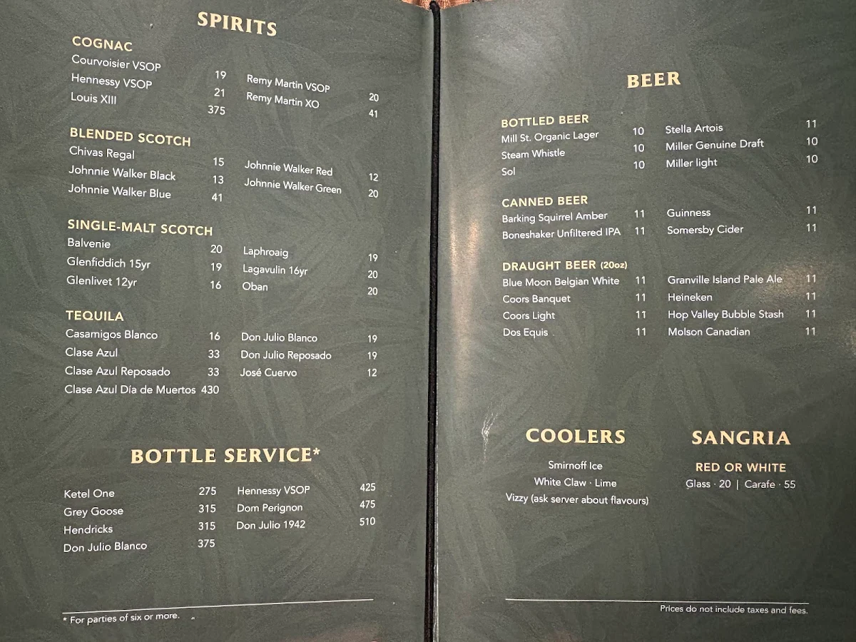 Menu, Brasa Brazilian Steakhouse