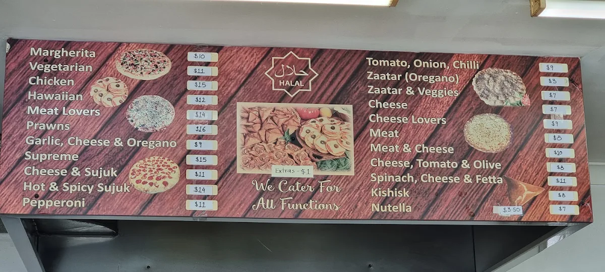 Menu, Narwee Pizza