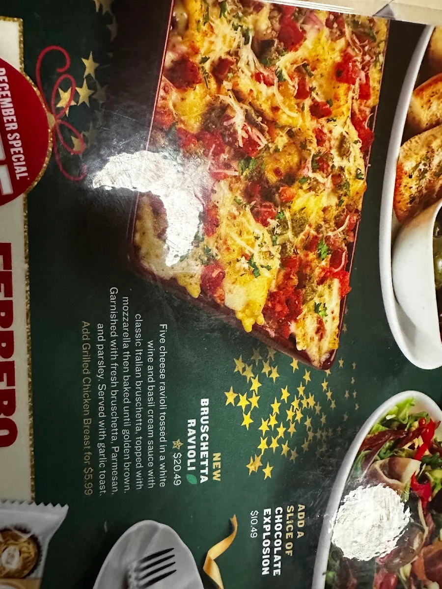 Menu, Boston Pizza