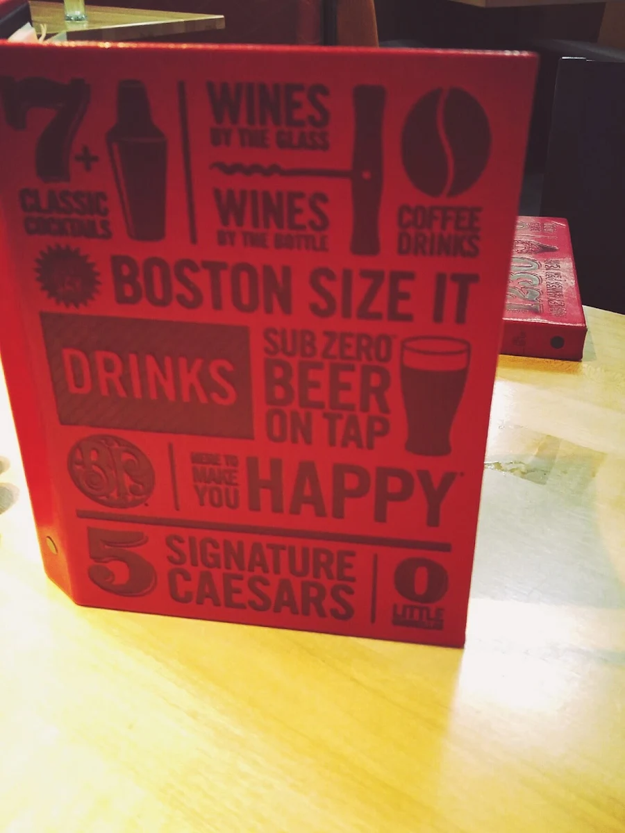 Menu, Boston Pizza