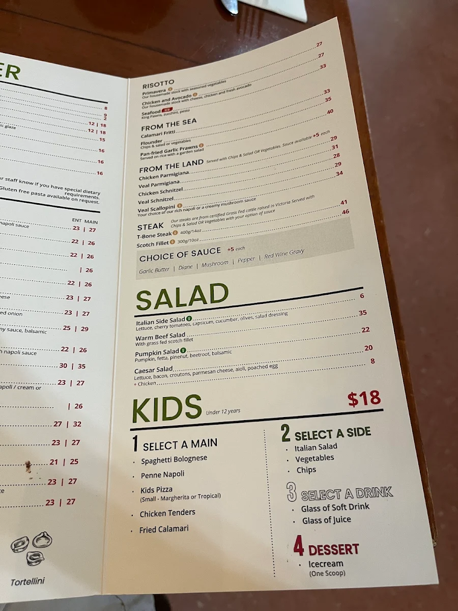 Menu, Eureka Pizza & Bistro Ballarat