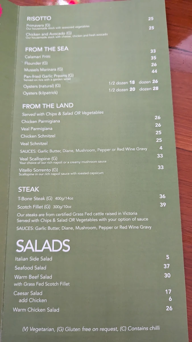 Menu, Eureka Pizza & Bistro Ballarat