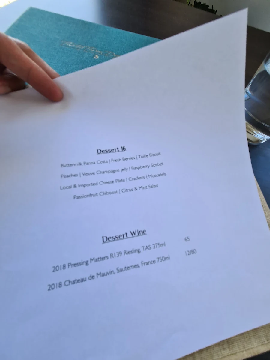 Menu, Thirty Three Degrees