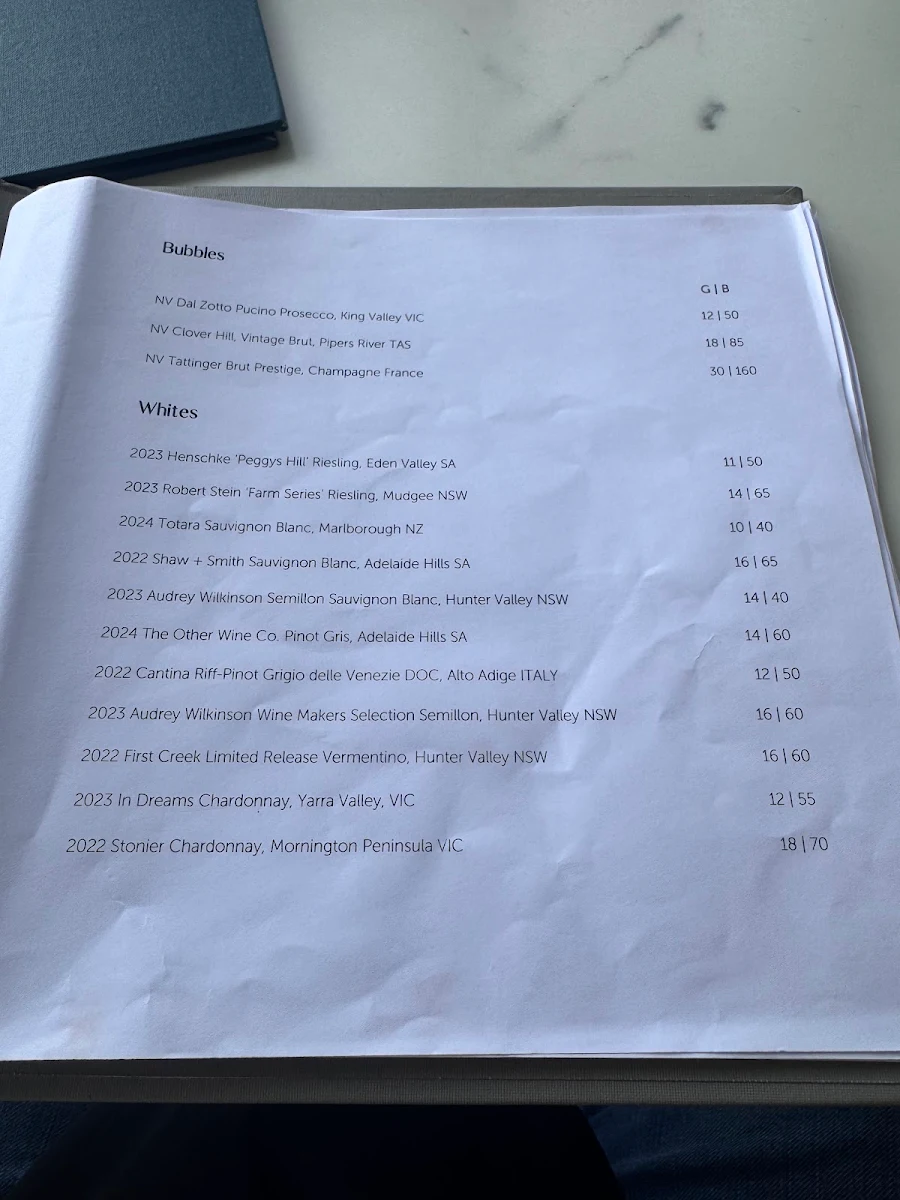 Menu, Thirty Three Degrees