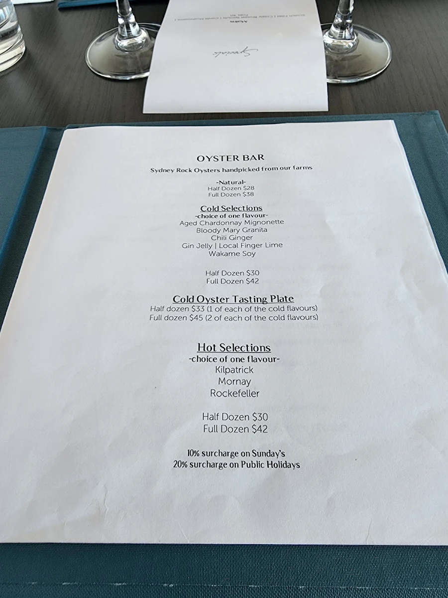 Menu, Thirty Three Degrees