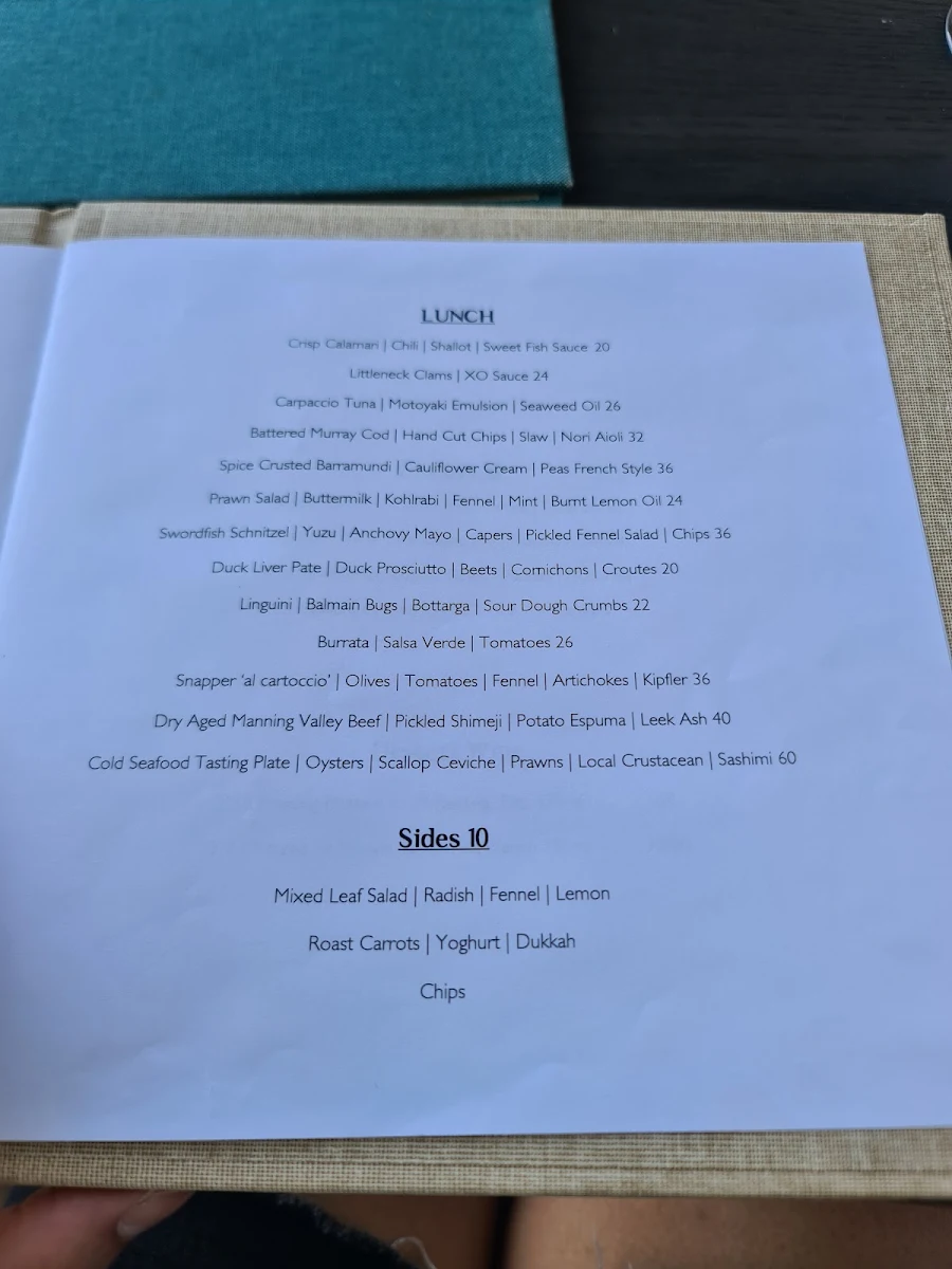 Menu, Thirty Three Degrees
