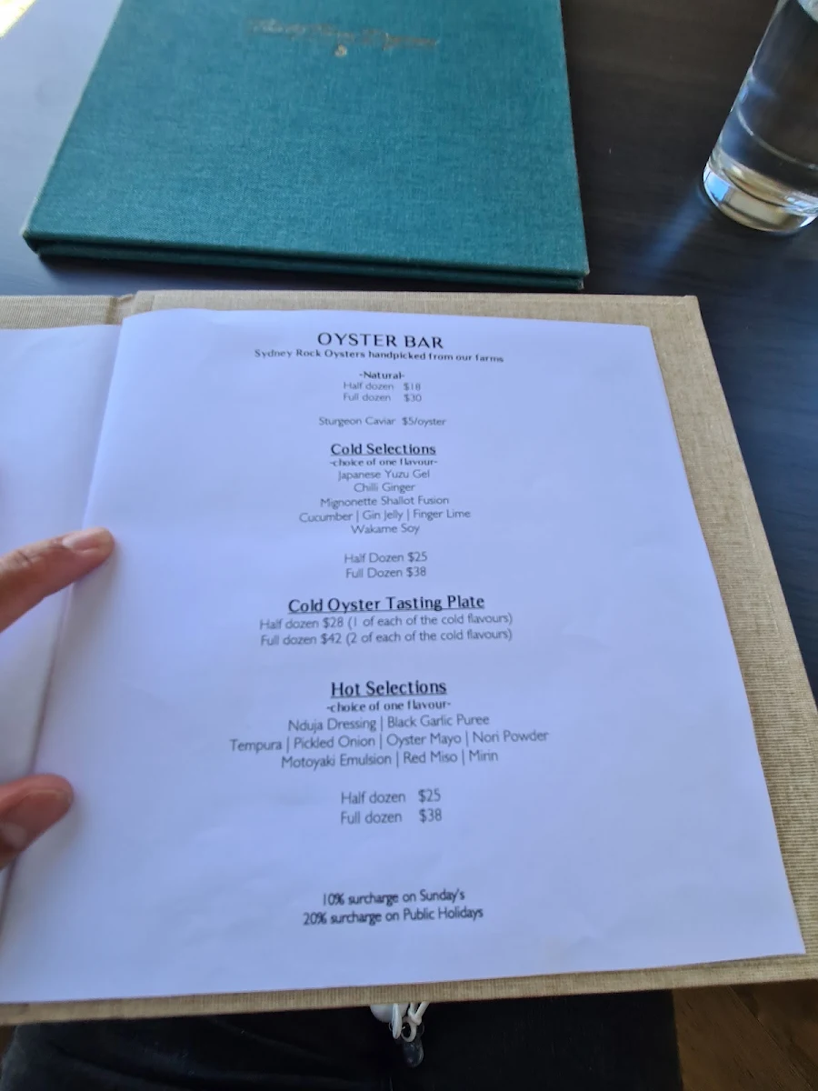 Menu, Thirty Three Degrees