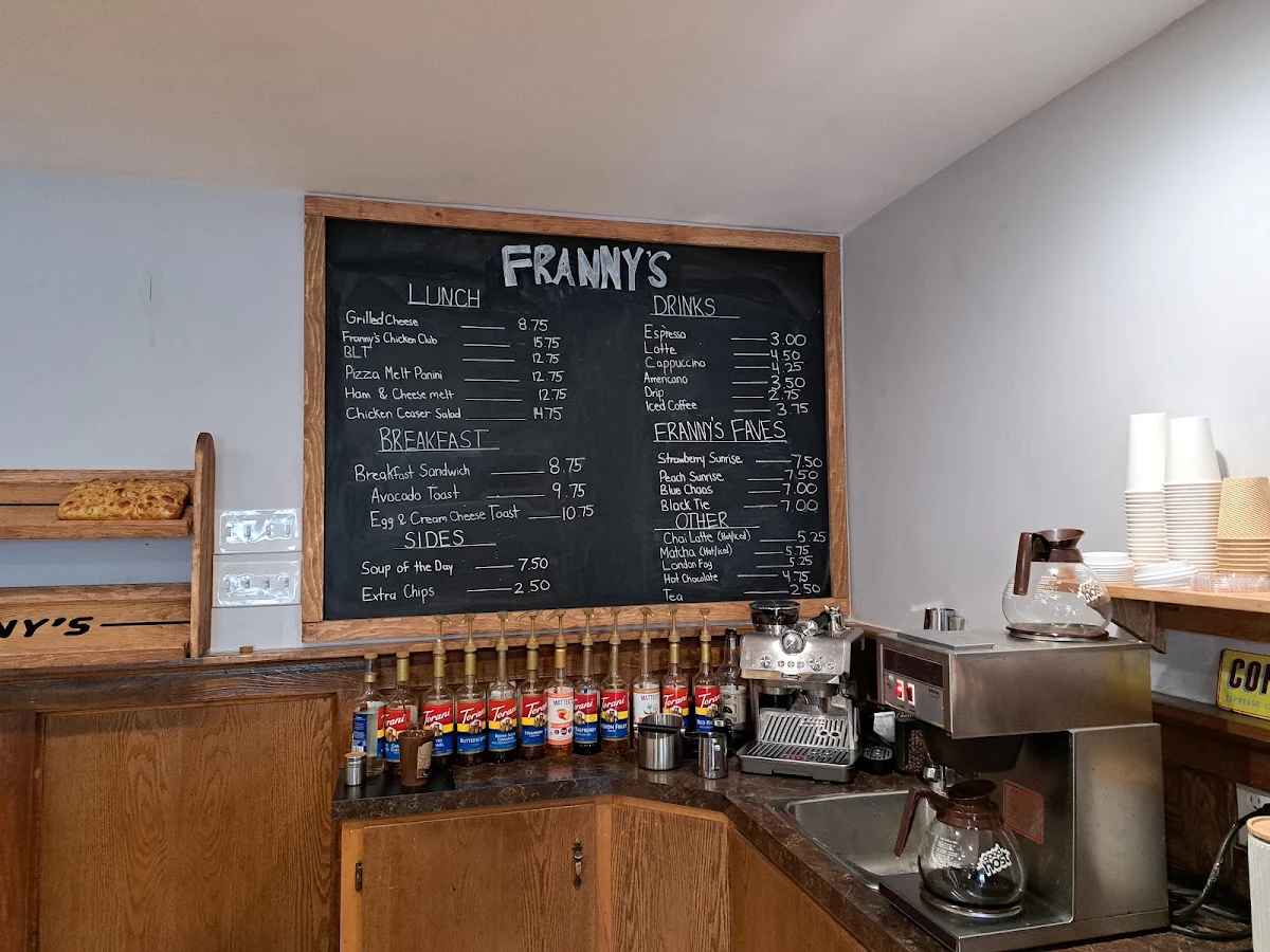 Menu, Frannys Cafe