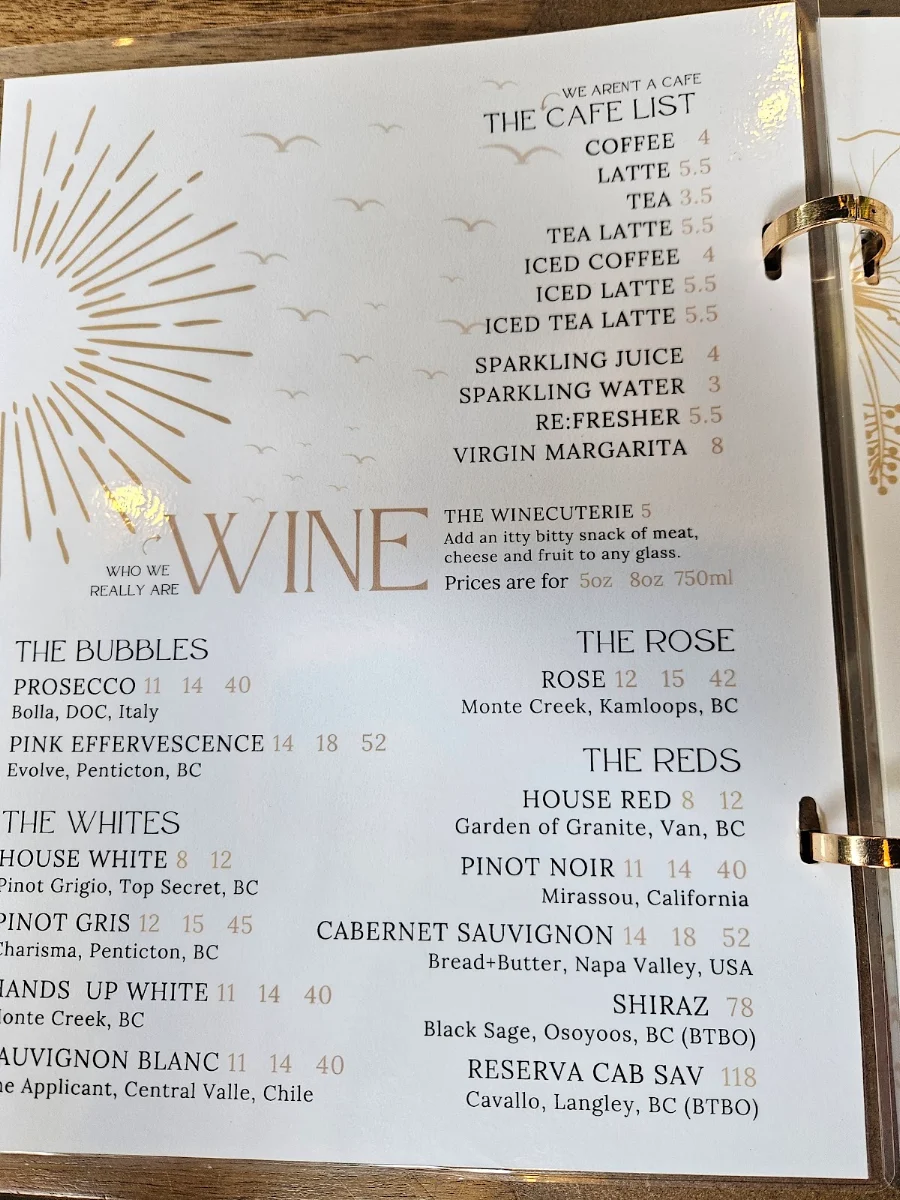 Menu, Revive Boutique Bistro