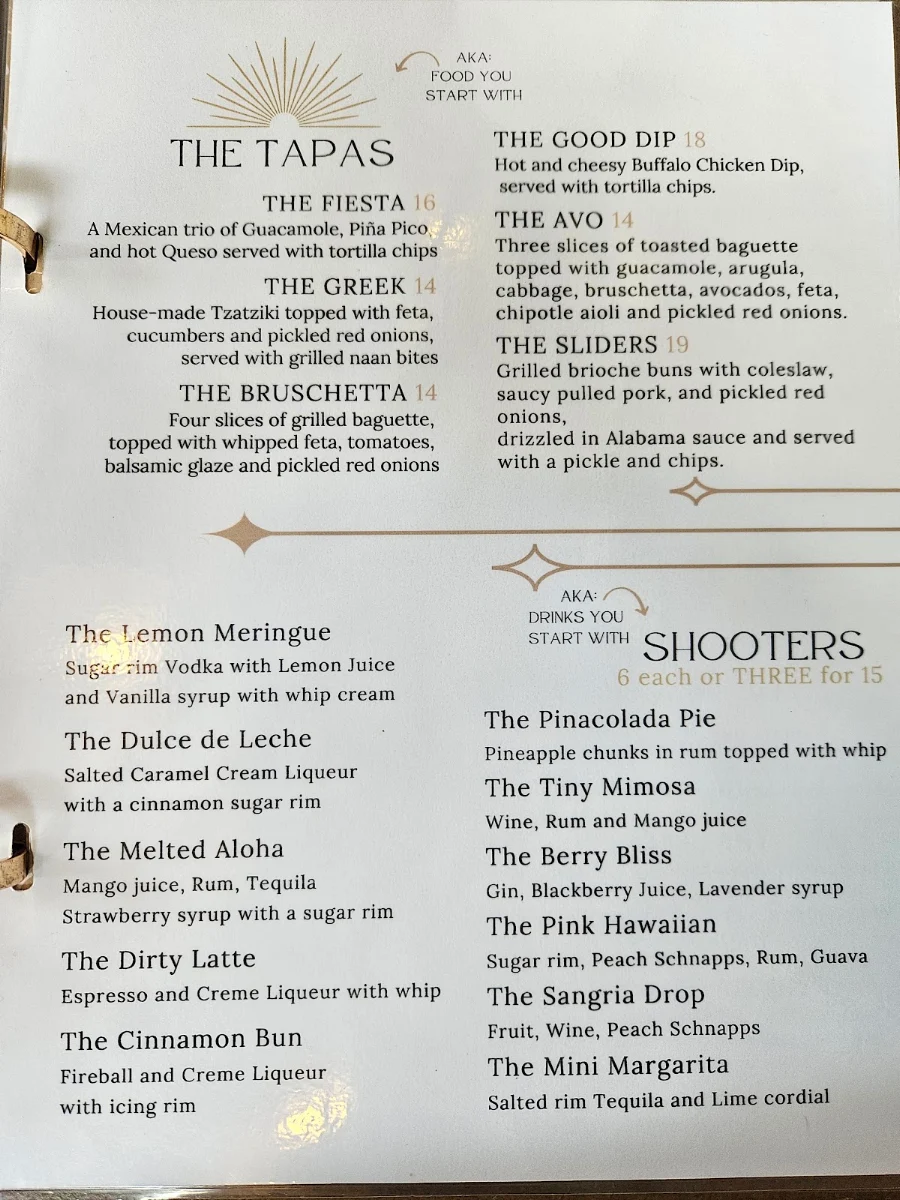 Menu, Revive Boutique Bistro