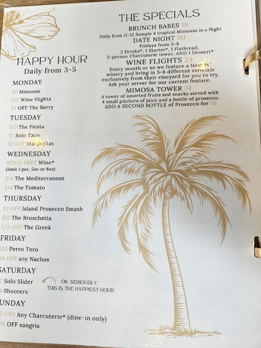Menu, Revive Boutique Bistro