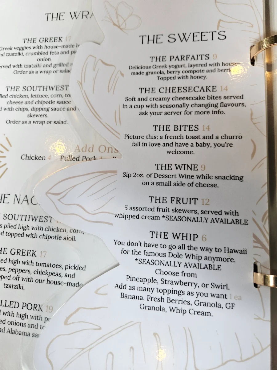 Menu, Revive Boutique Bistro