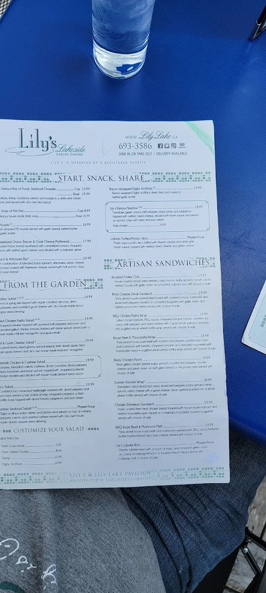 Menu, Lily's