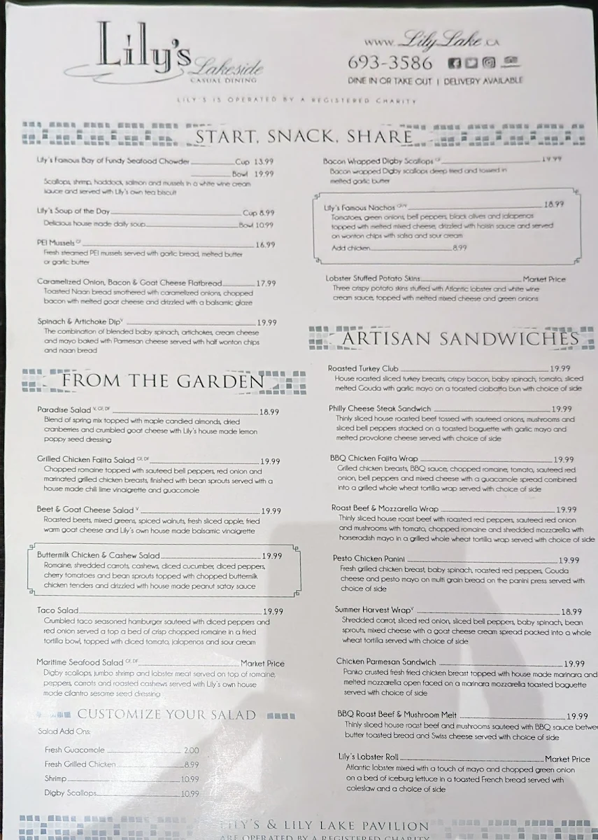 Menu, Lily's