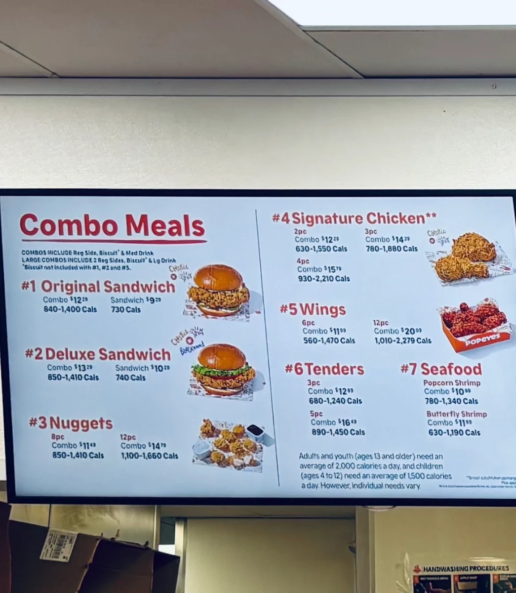 Menu, Popeyes Louisiana Kitchen