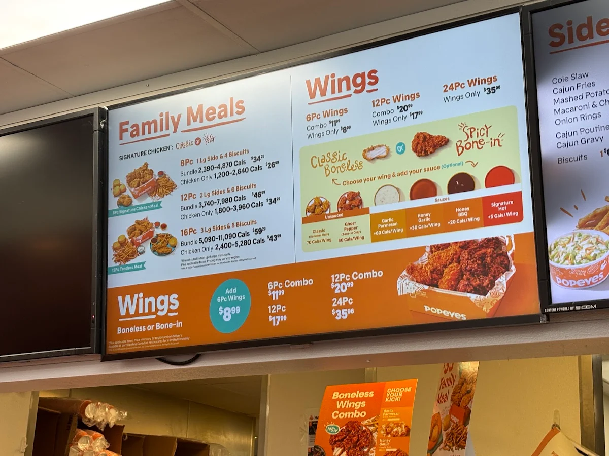 Menu, Popeyes Louisiana Kitchen