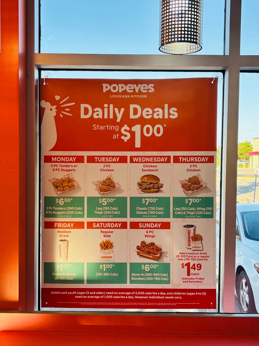 Menu, Popeyes Louisiana Kitchen