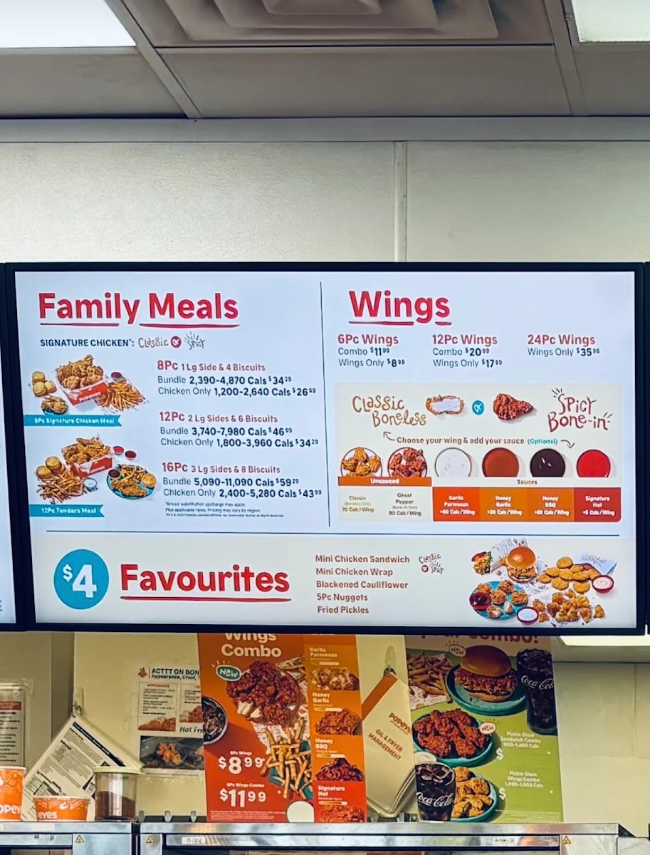 Menu, Popeyes Louisiana Kitchen
