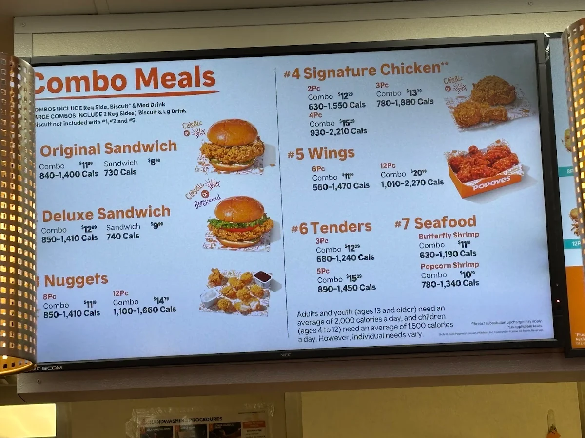 Menu, Popeyes Louisiana Kitchen