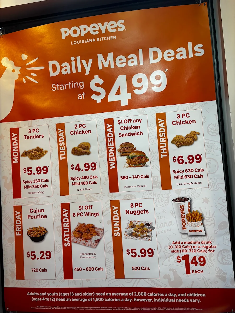 Menu, Popeyes Louisiana Kitchen