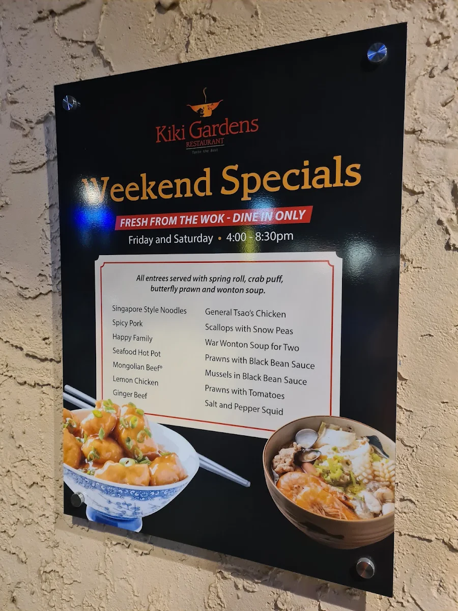 Menu, Kiki Gardens Restaurant