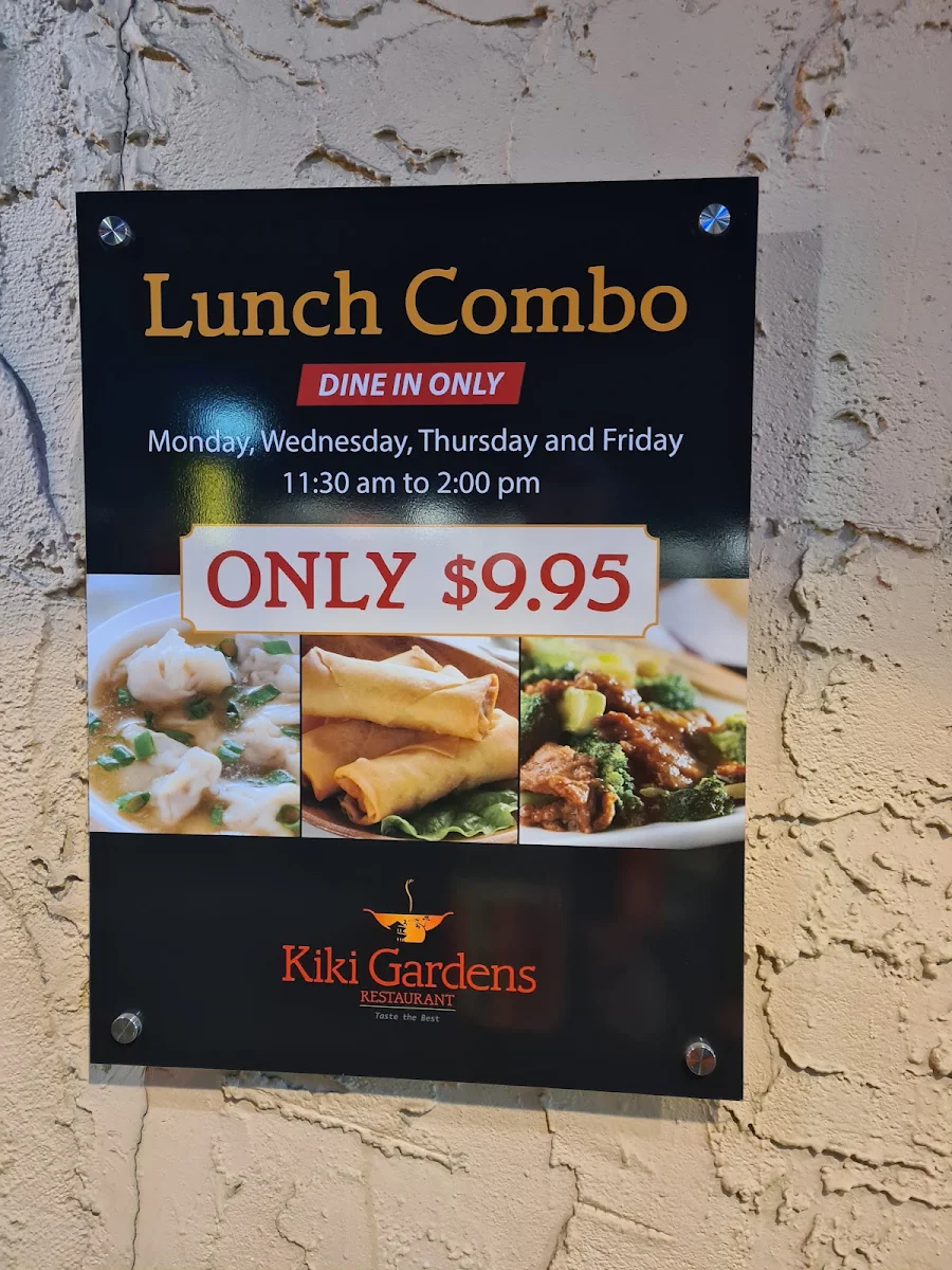 Menu, Kiki Gardens Restaurant