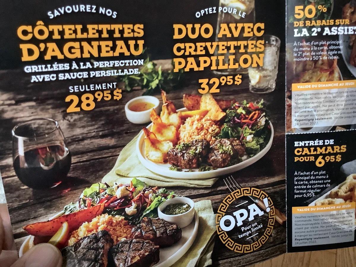 Menu, Casa Grecque