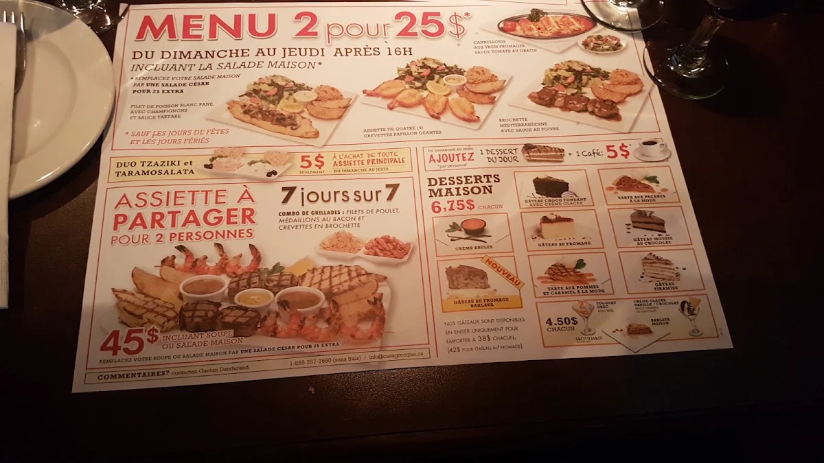 Menu, Casa Grecque