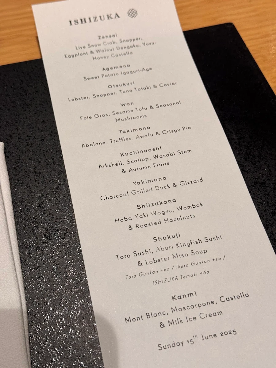 Menu, Ishizuka