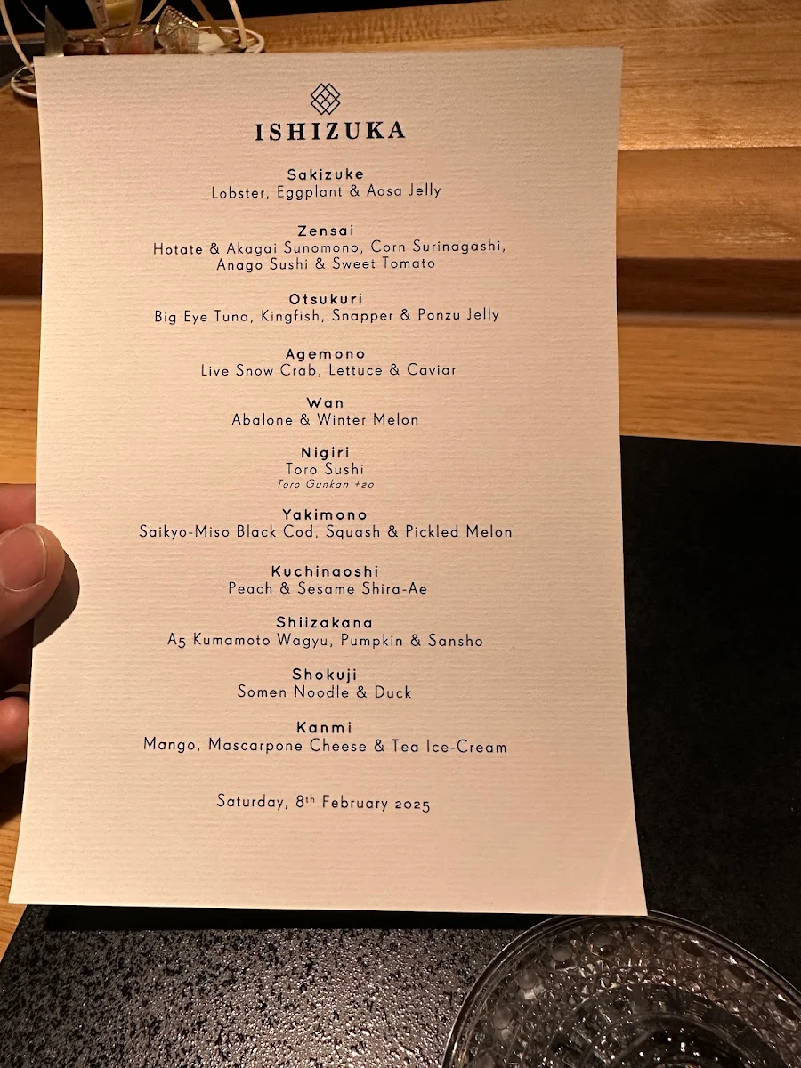 Menu, Ishizuka