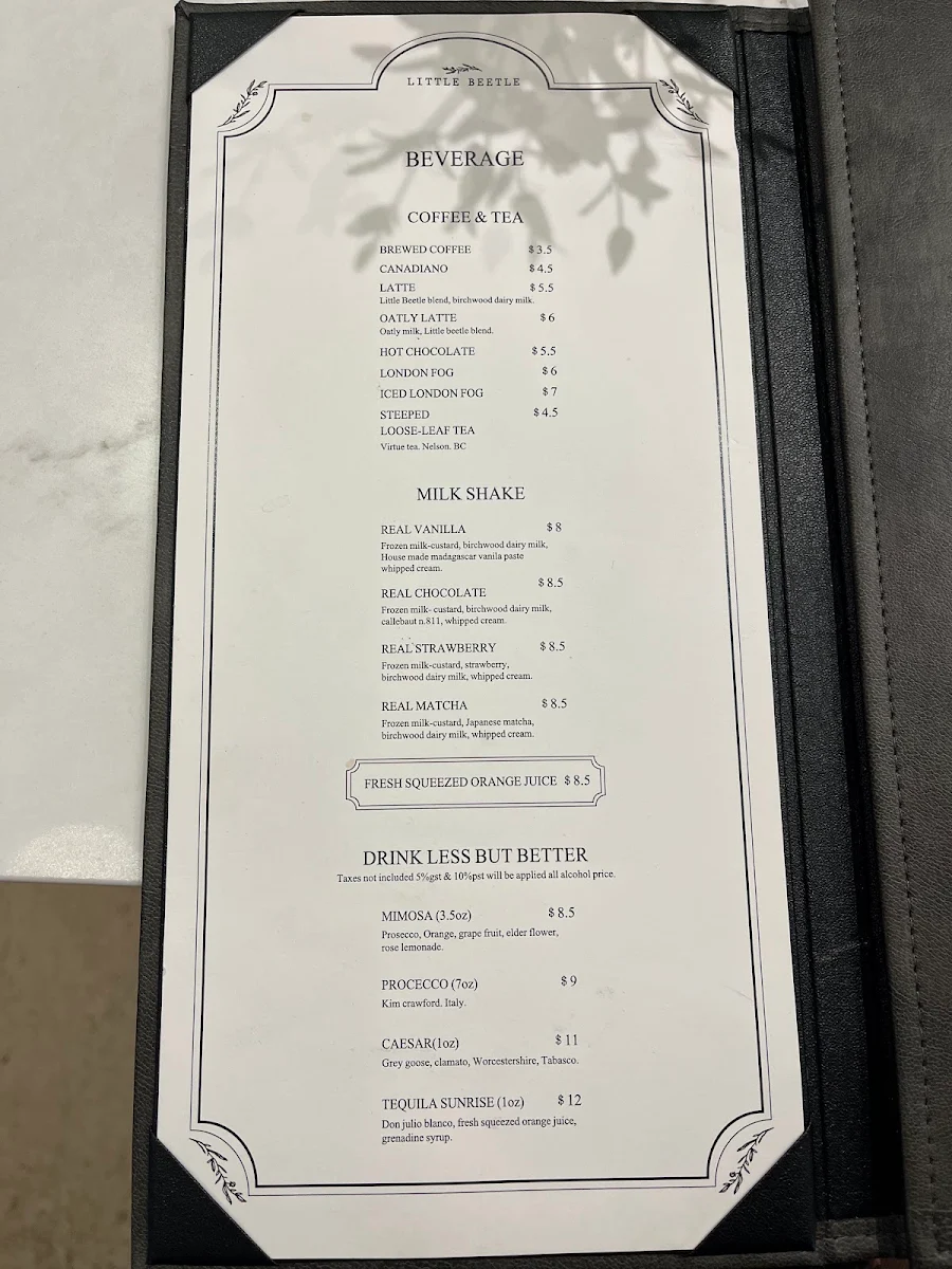 Menu, Little Beetle