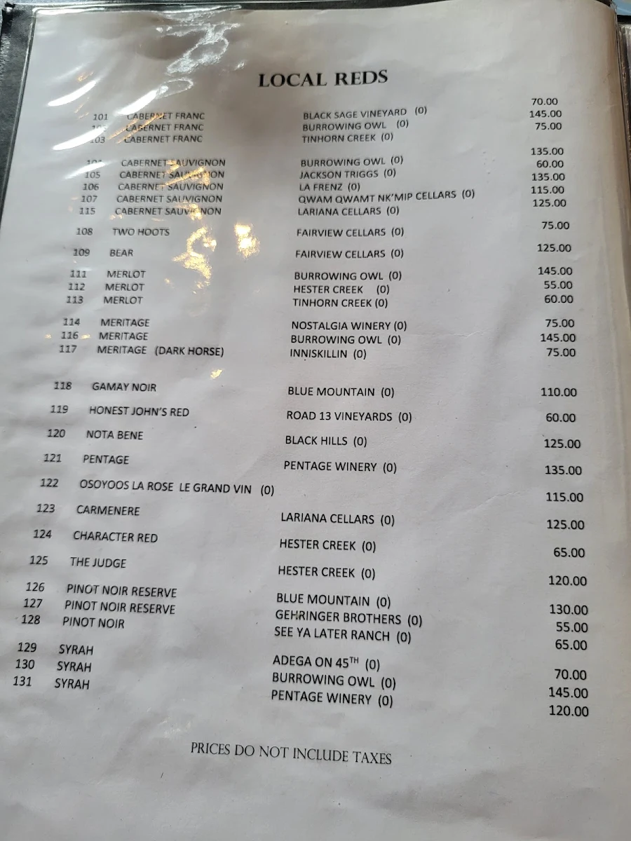 Menu, Diamond Steak & Seafood House
