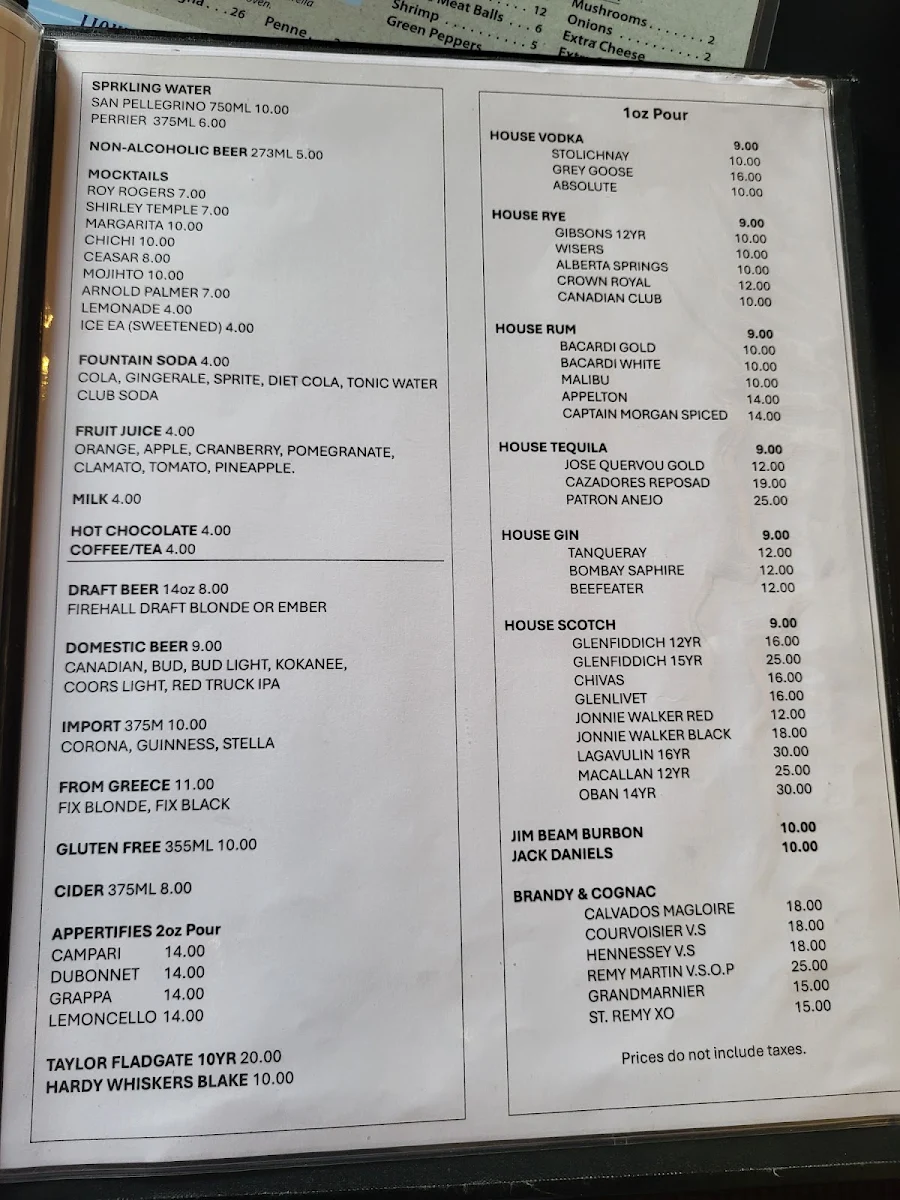Menu, Diamond Steak & Seafood House